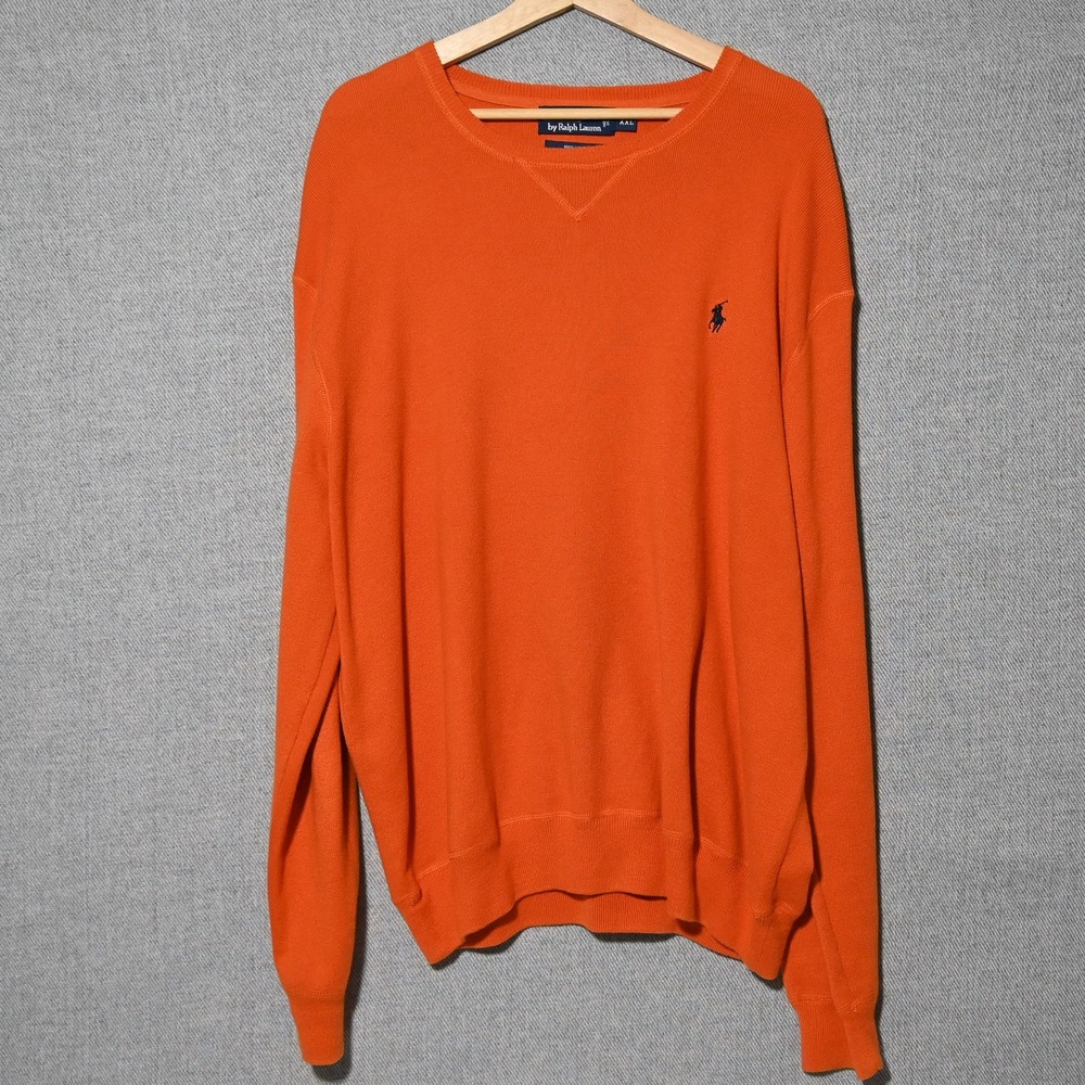 Polo Ralph Lauren Sweater Mens V-Stitch Crew Neck XXL Orange